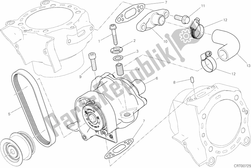 All parts for the Pompa Acqua of the Ducati Diavel Xdiavel S Thailand 1260 2016